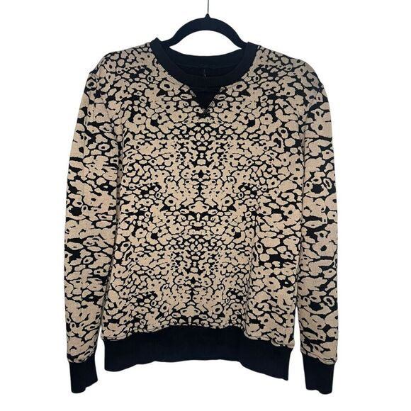 Rag & Bone Women’s XS Amoeba Knit Sweater Black & Beige Crewneck Cotton Stretch - Picture 2 of 7